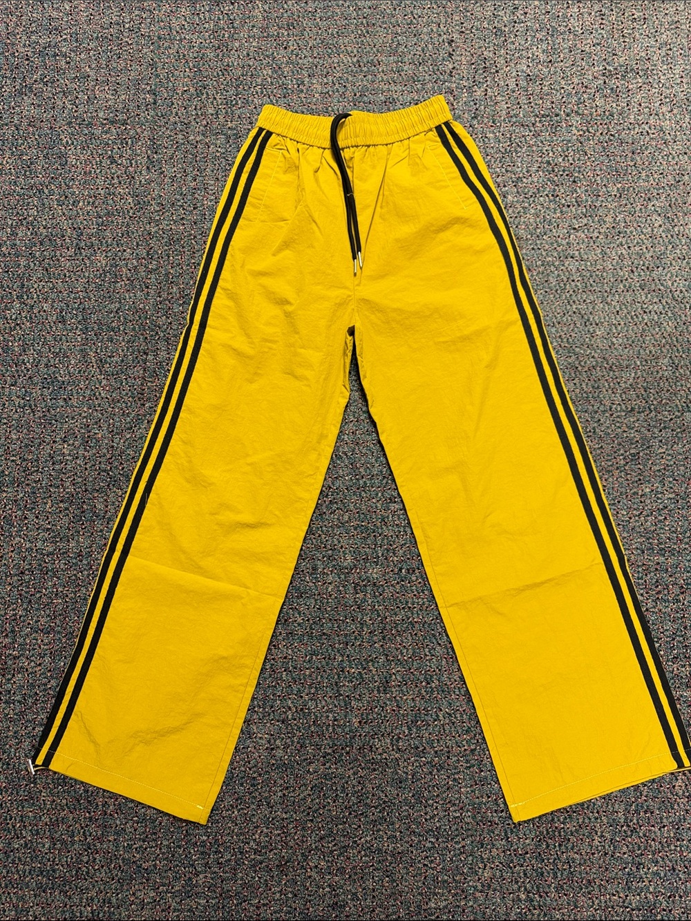 Chartreuse Track Pants with Side Stripes